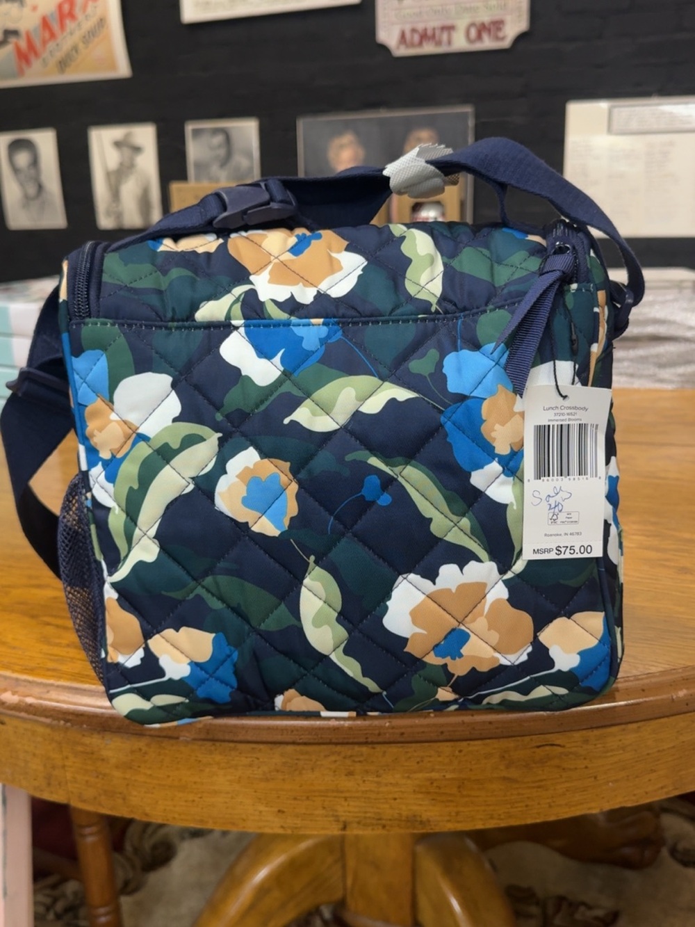 Vera Bradley Navy Multi Quilted Floral Crossbody Lunch Bag